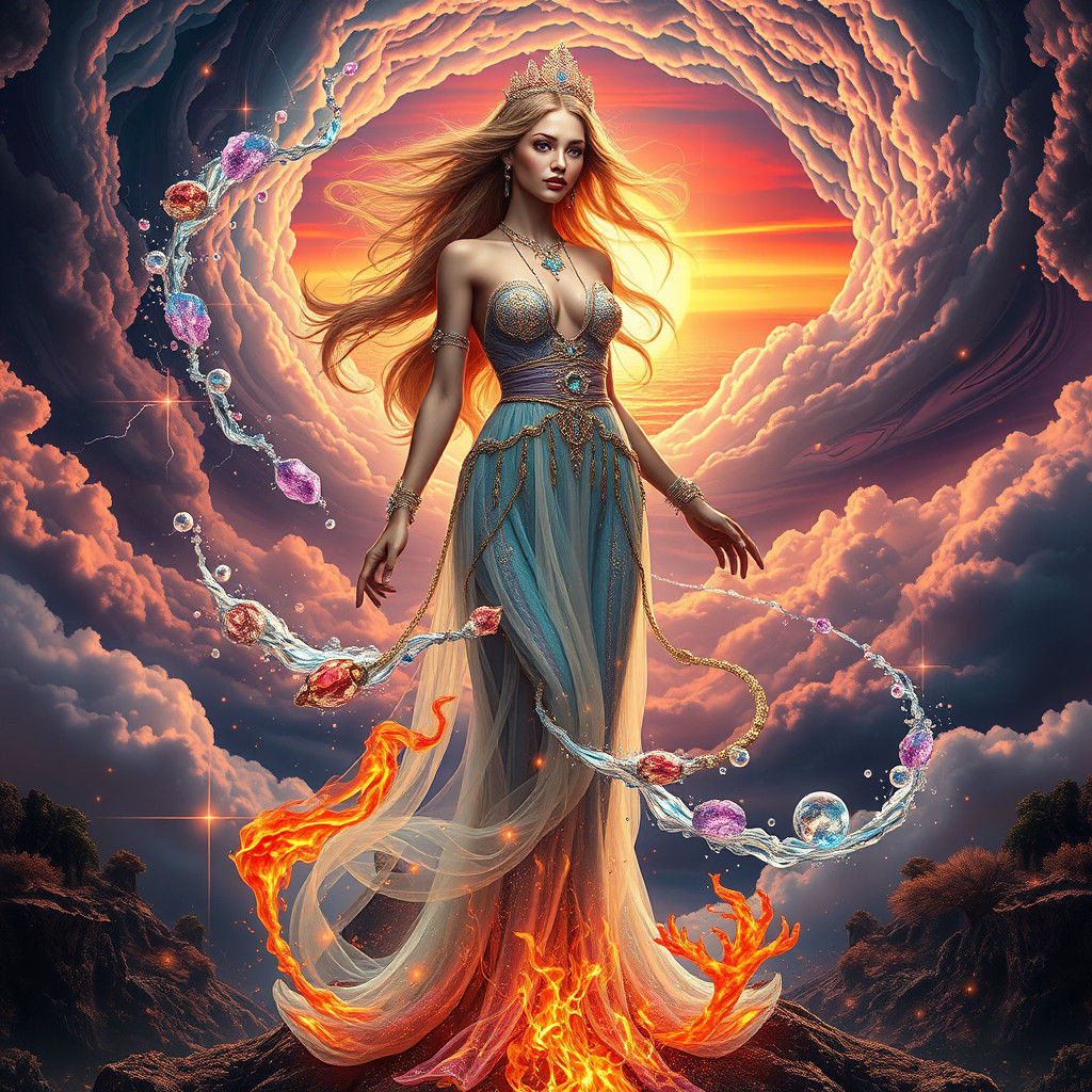 Elemental Goddess in a Kaleidoscopic World