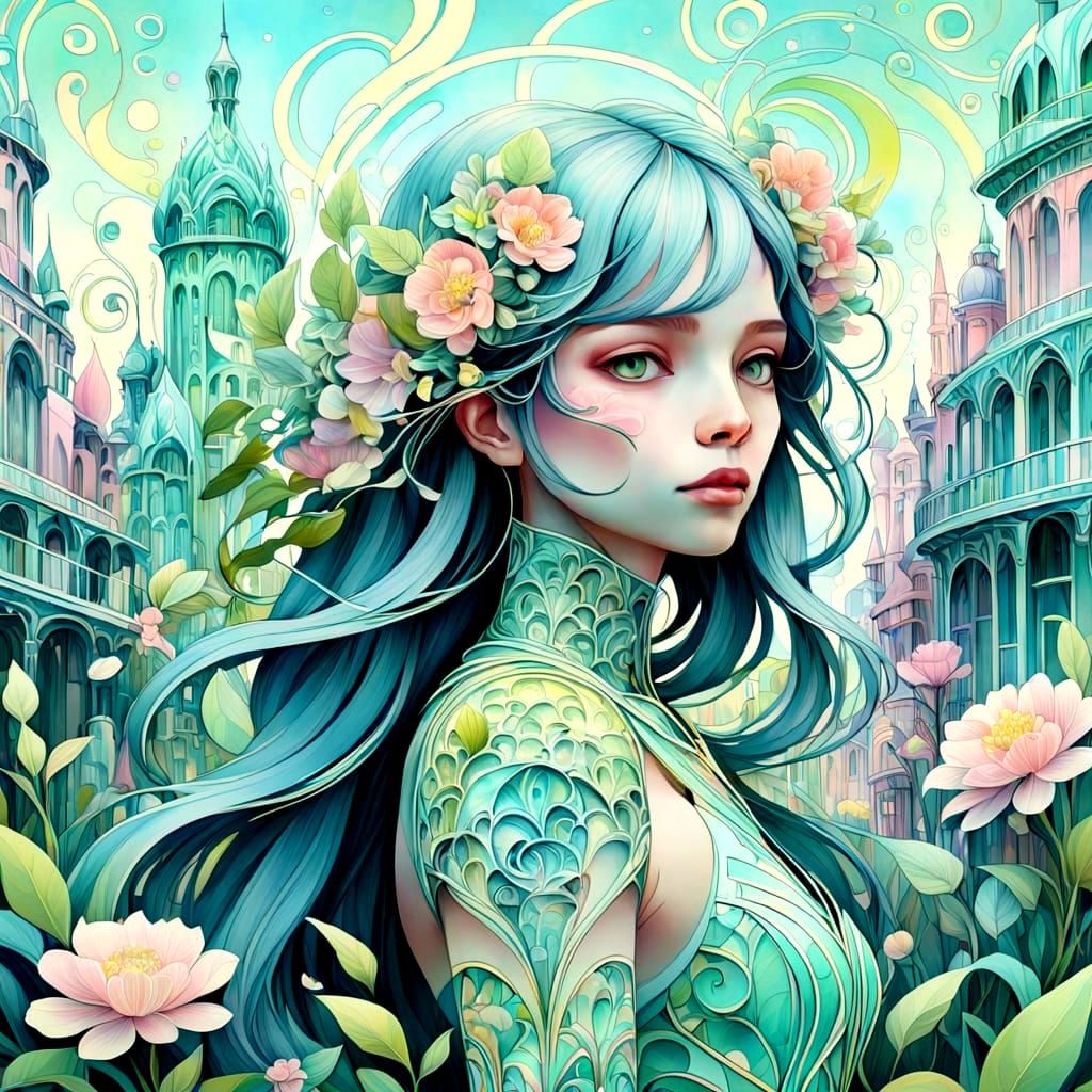 Ethereal Women in Floral Abstraction