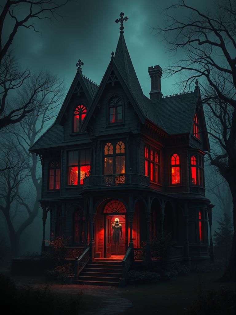 Haunted House with Gothic Architecture and Phantasm