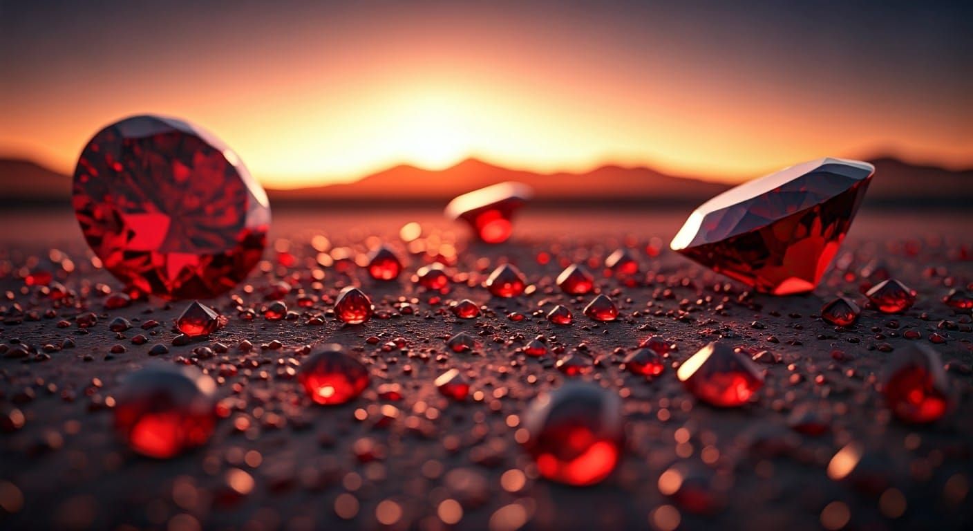 Rubies and garnets making up a Martian landscape