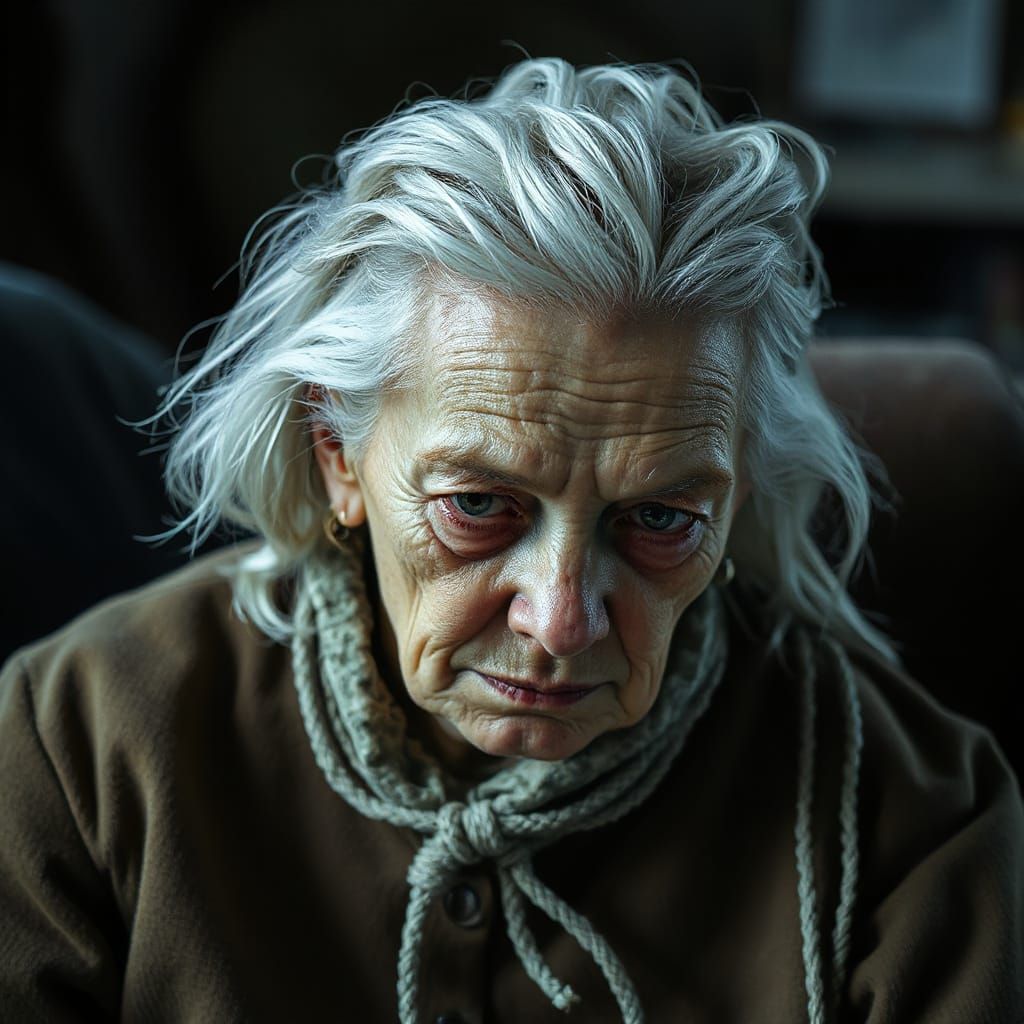 Decaying Old Woman in Dark Fantasy Portrait