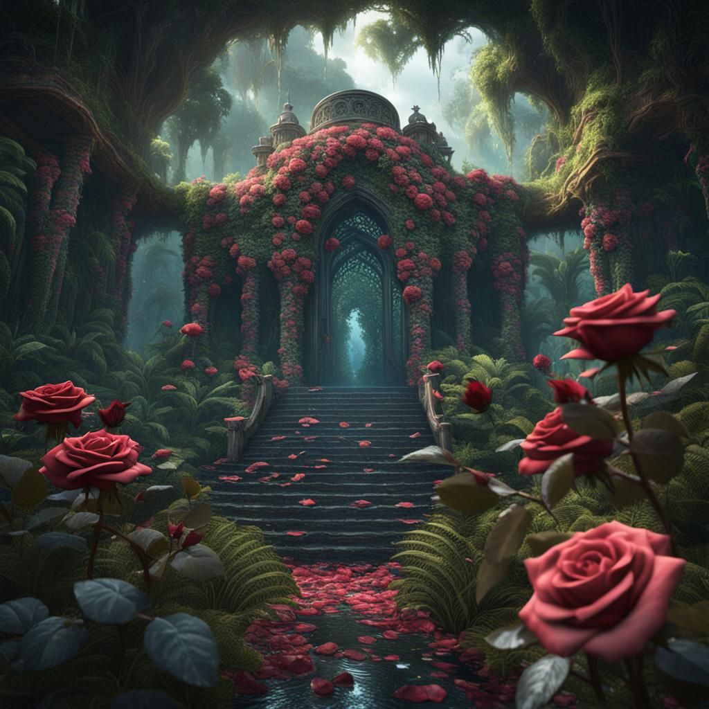 Rose in Jungle: Detailed Matte Painting