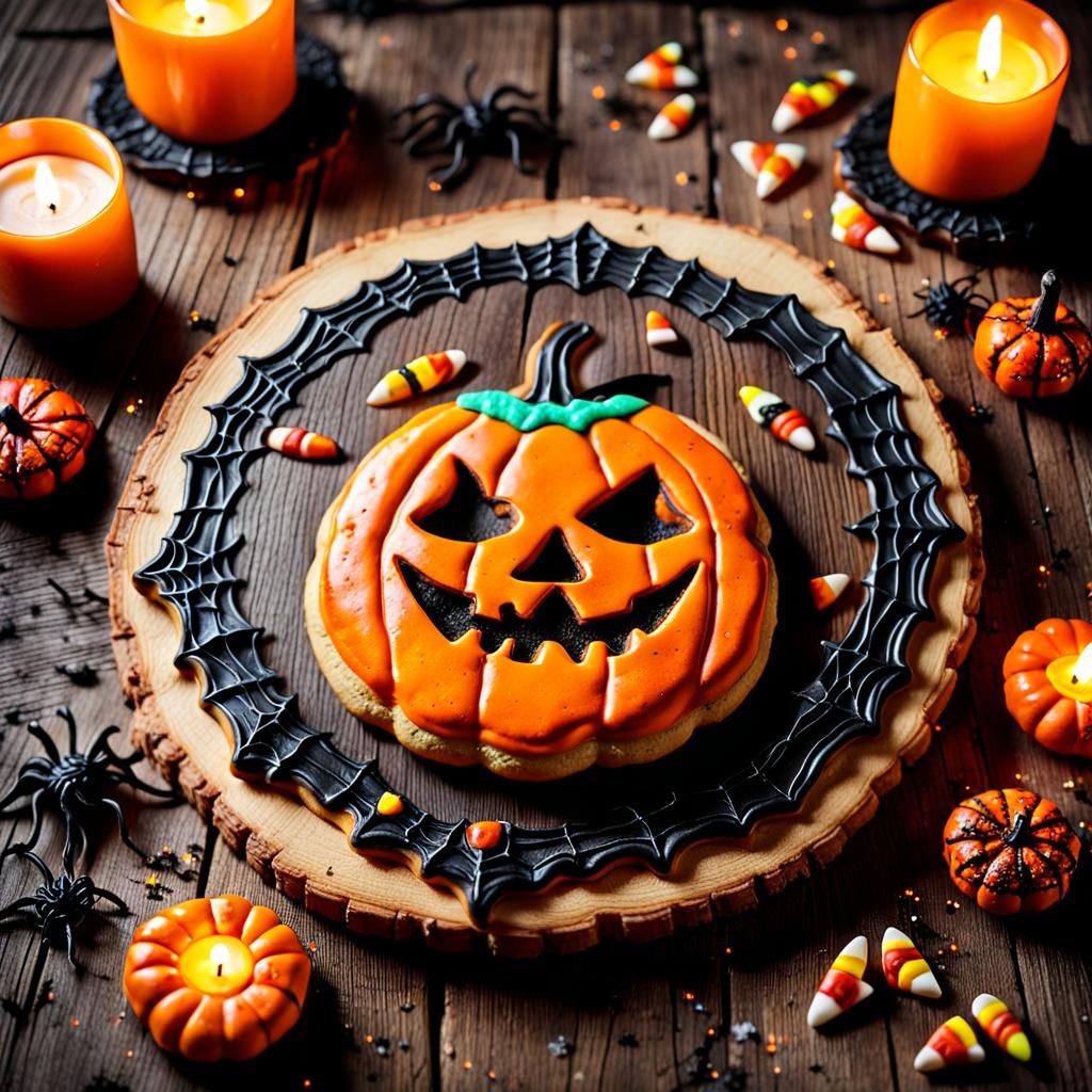 Halloween Jack-O'-Lantern Cookie in Polymer Clay Art