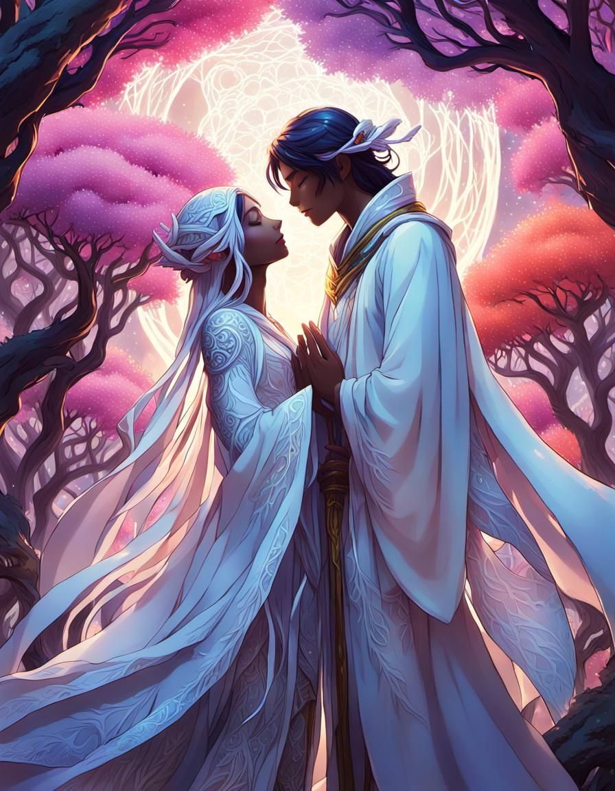 Enchanted Fae Embrace in Anime Style
