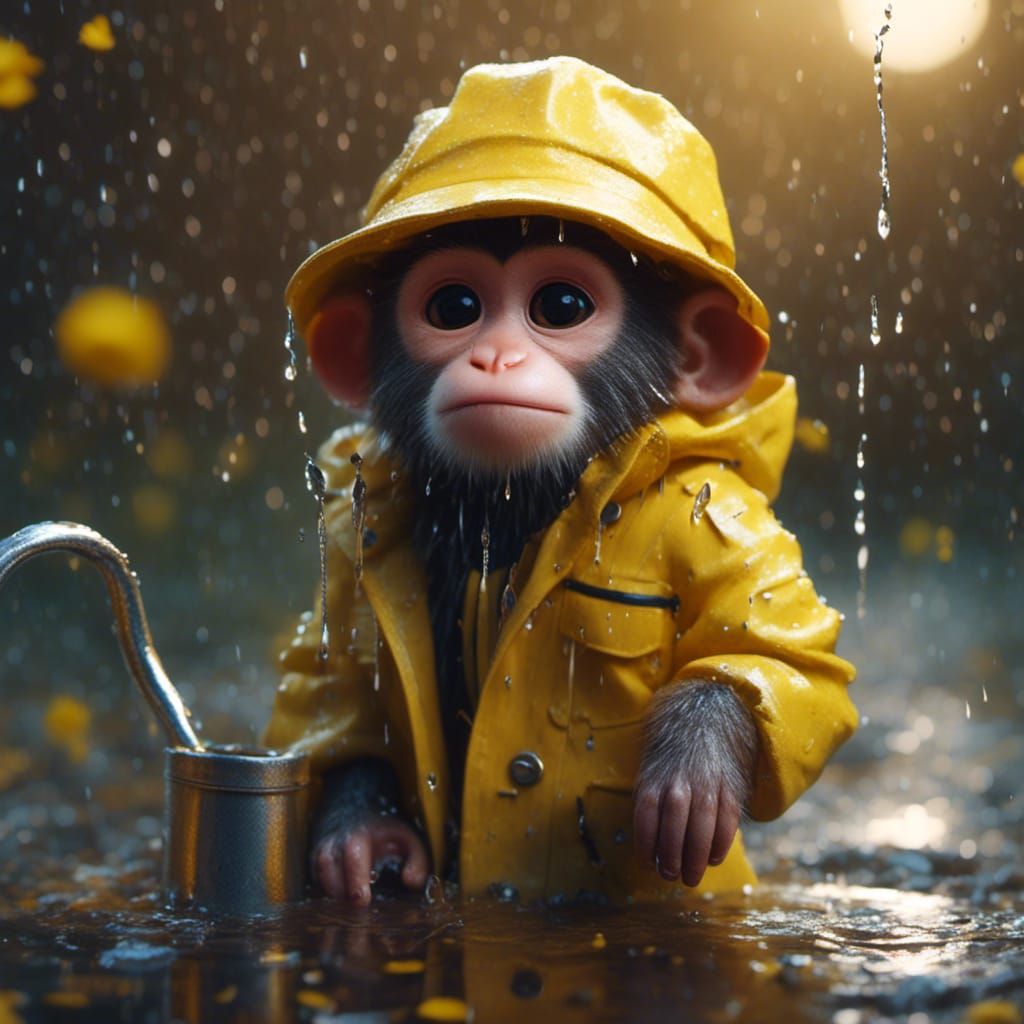 Monkey in Boots with Watering Can, Hyperrealistic