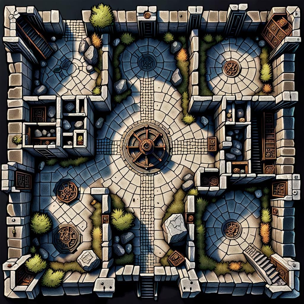 Detailed DnD Map of Grim Dungeon Ruins