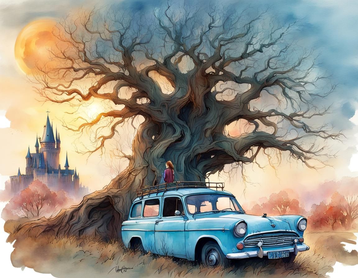 Sunset at the Whomping Willow Tree