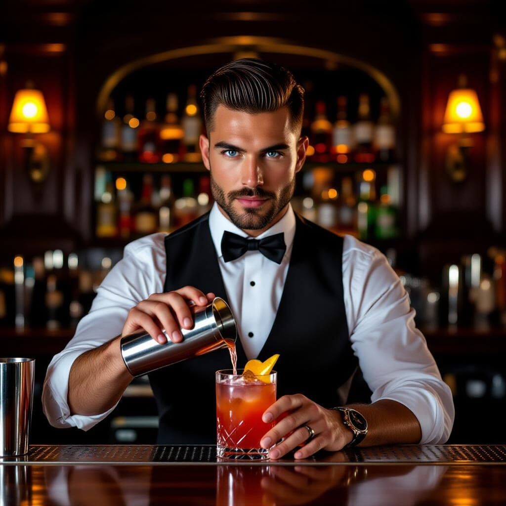 Handsome Bartender in Elegant Quinceanera Dress