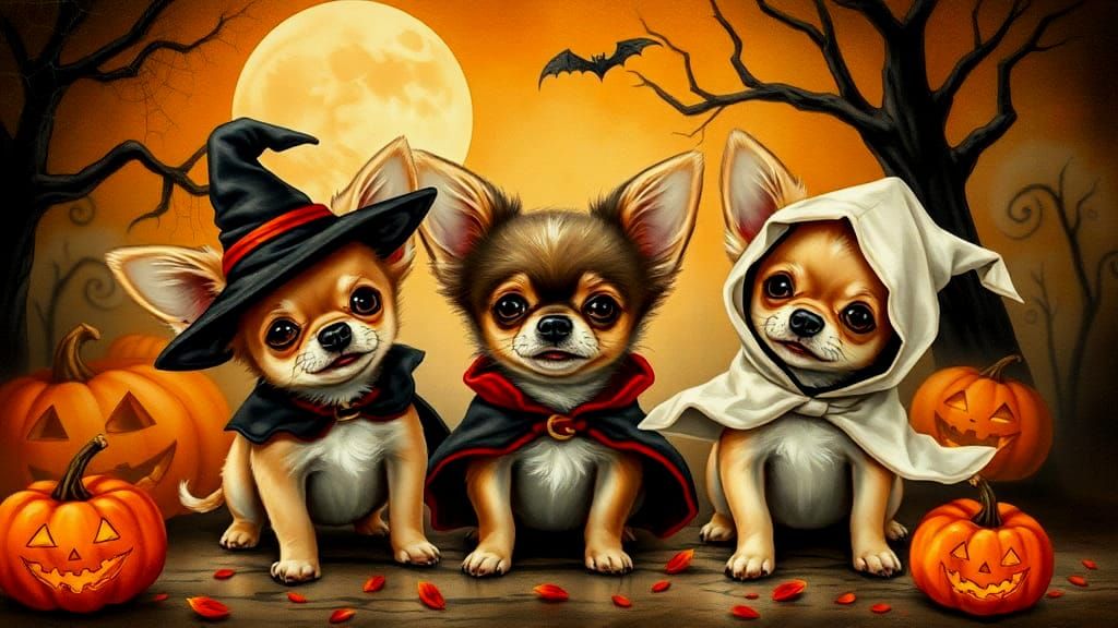 Chihuahua Puppies Celebrate Halloween in Costume