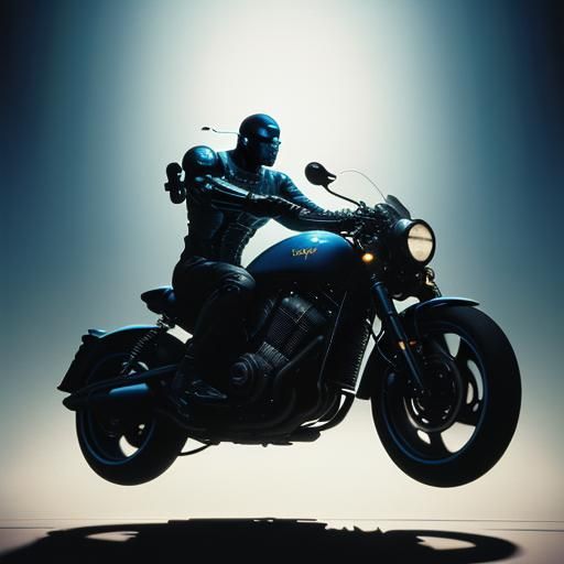 Cyberpunk Cyborg Levitation in Neon-Lit Metropolis