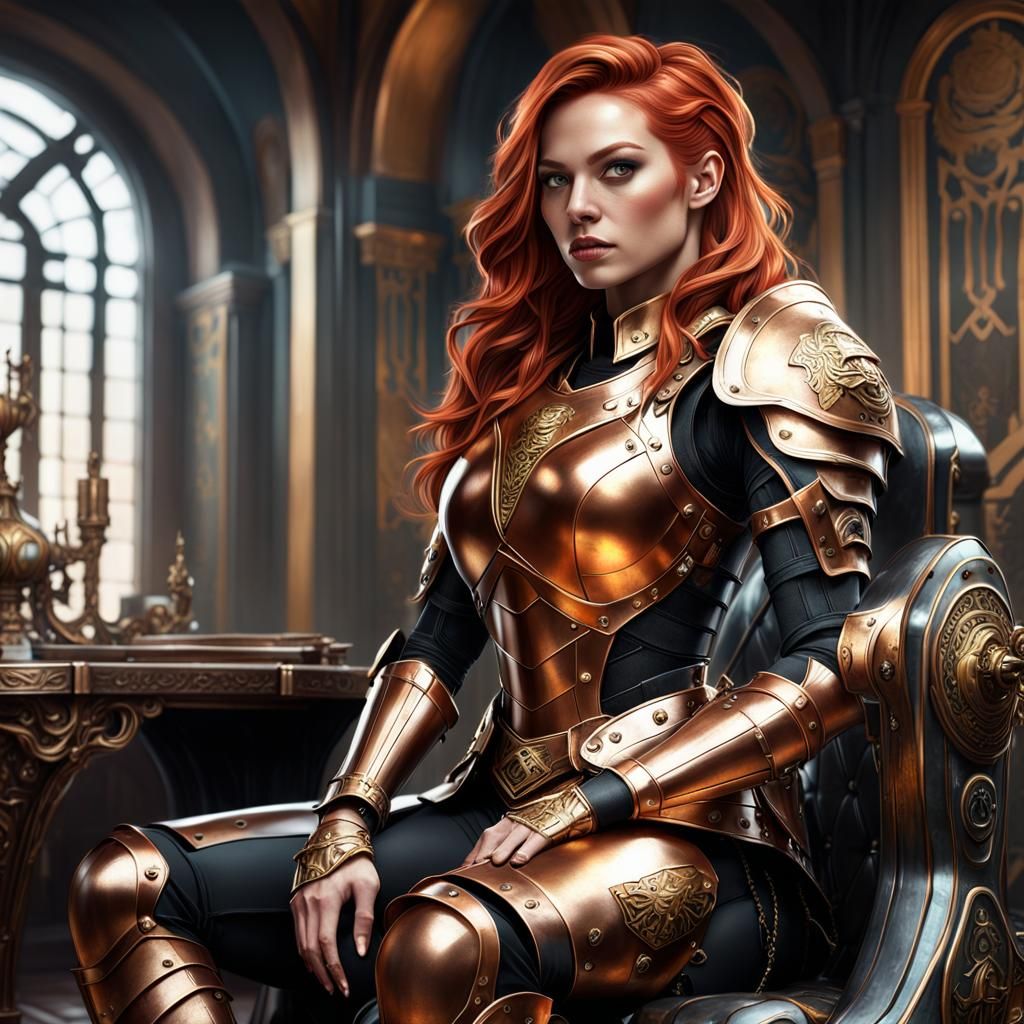 Decopunk Soldier in Elegant Sitting Room