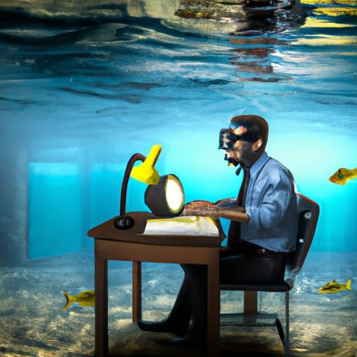 Underwater Office: A Submerged Workspace Scene