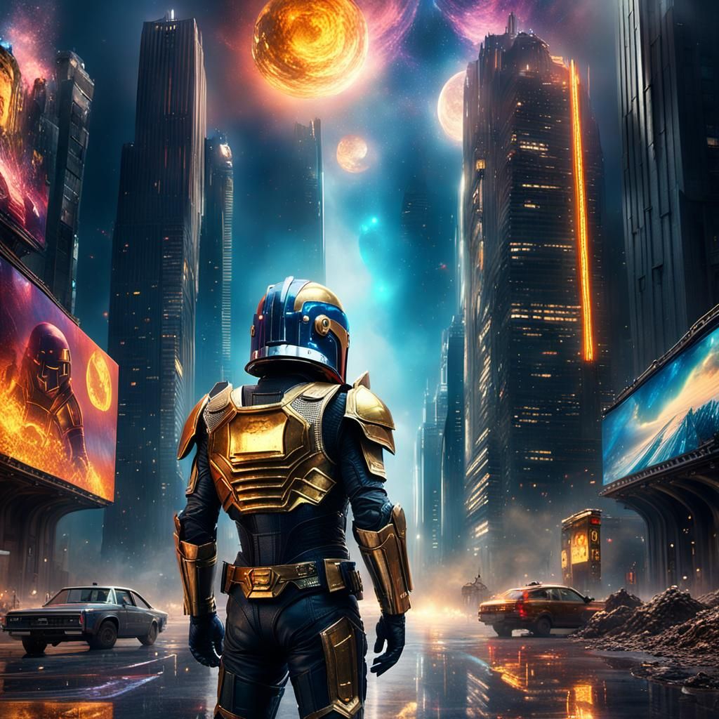 Dystopian Freddie in Judge Dredd Style: Digital Art