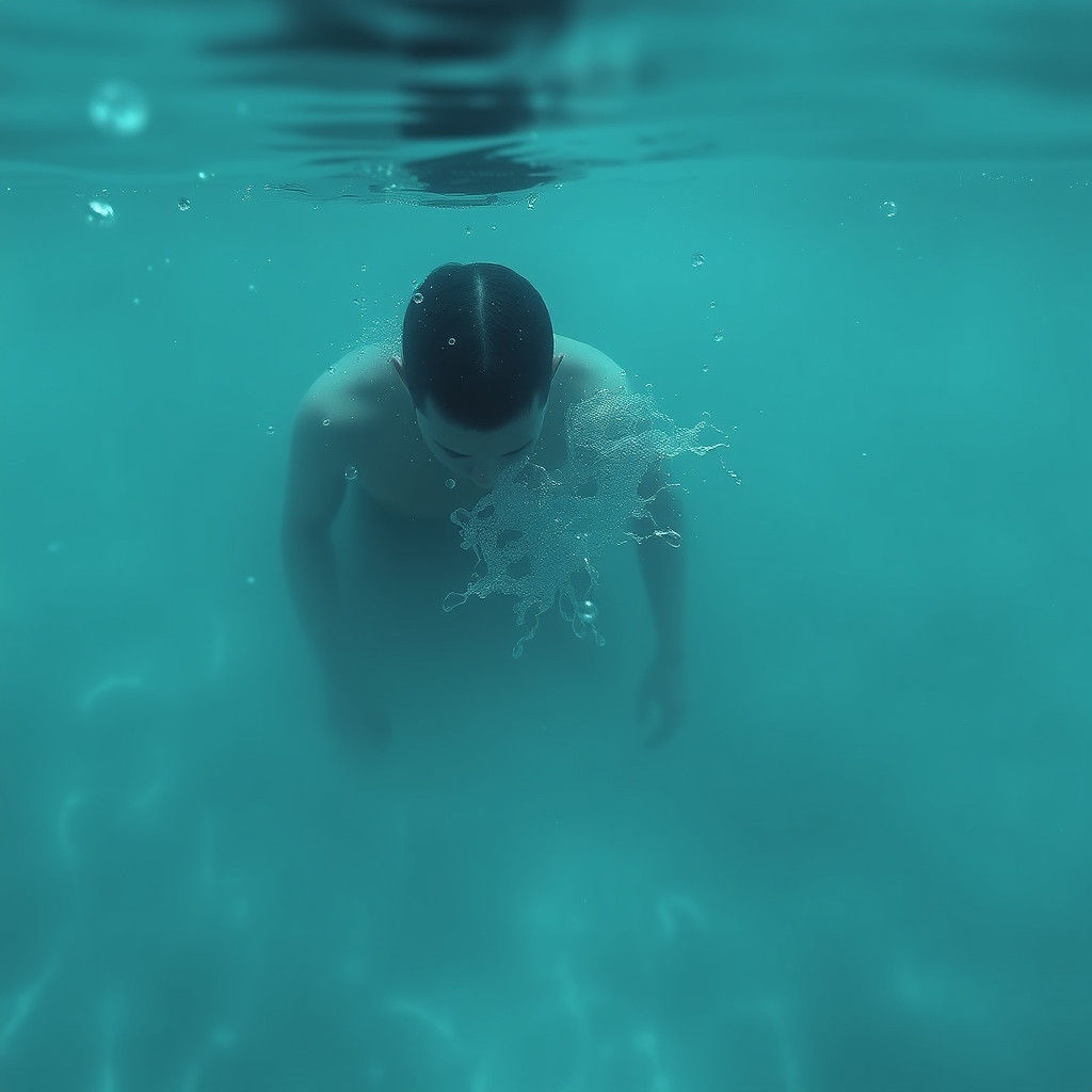 Submerged Figure Cleansing Soul in Deep Sea