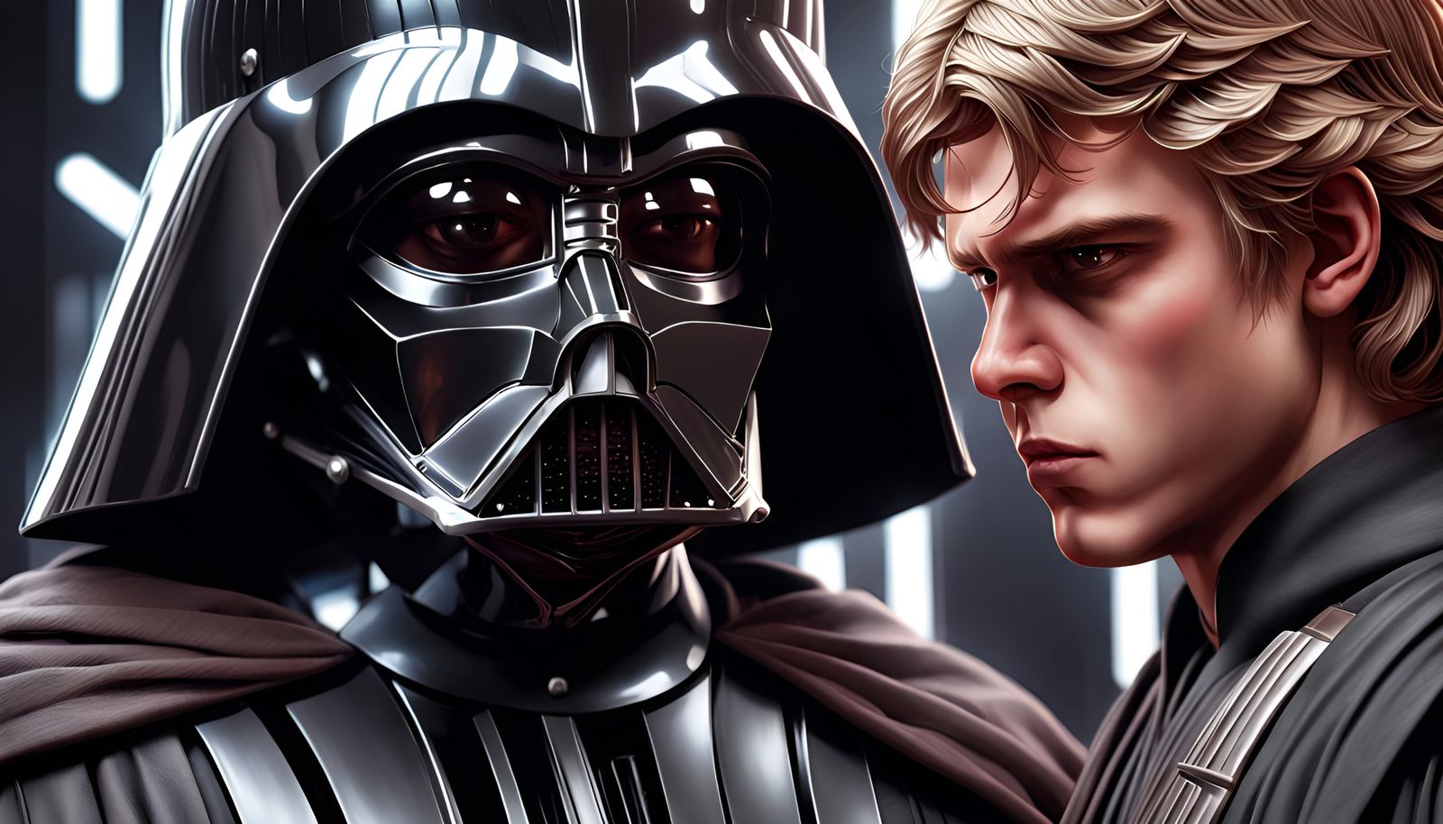 Hyperrealistic Darth Vader Portrait in Anime Style
