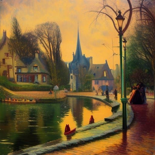 Fairytale House with Candy Floss, as Oil Painting