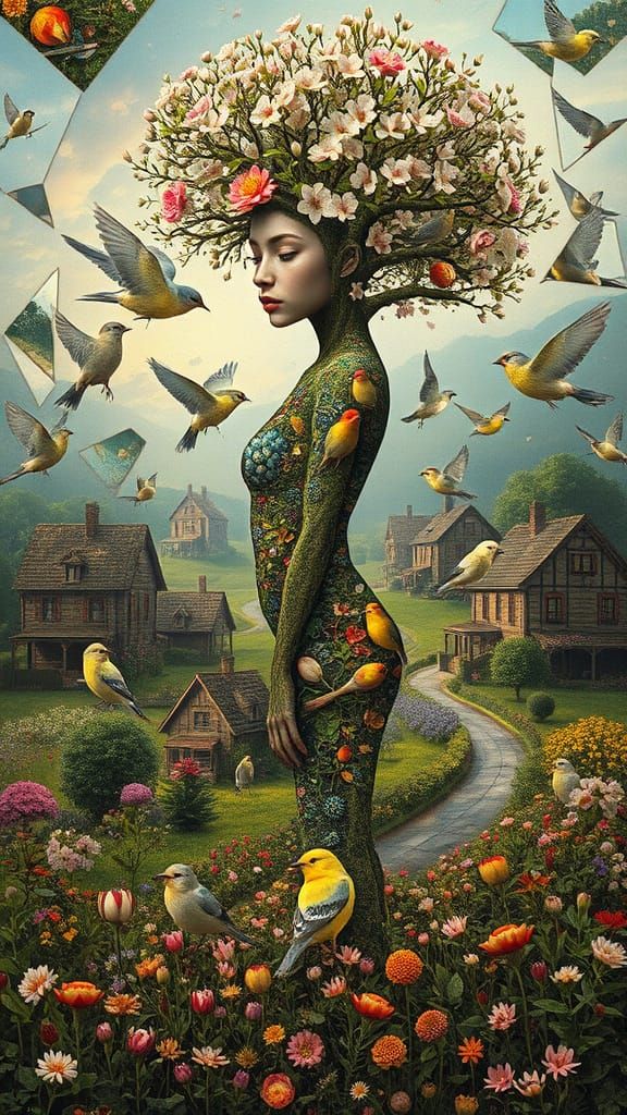 Ethereal Village Goddess Blooms in Harmony