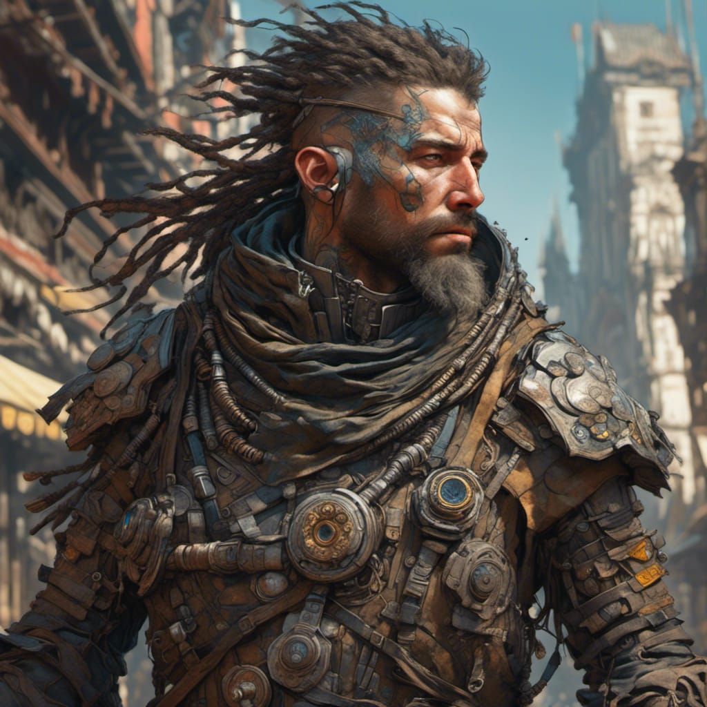 Cyborg Renegade: Hyperdetailed Portrait in Digital Art Style