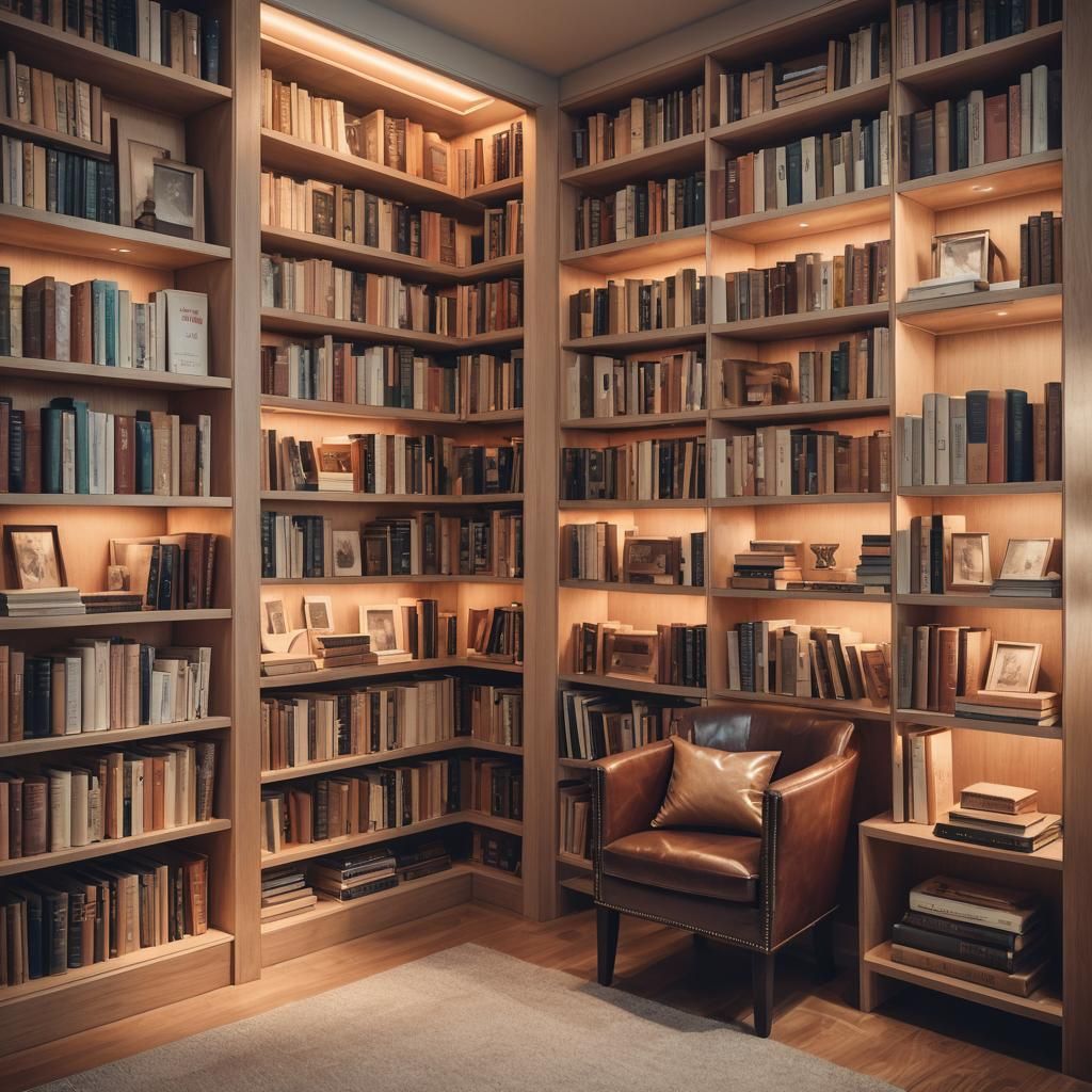 Elegant Women's Library in Cozy Closet, Macro Photography