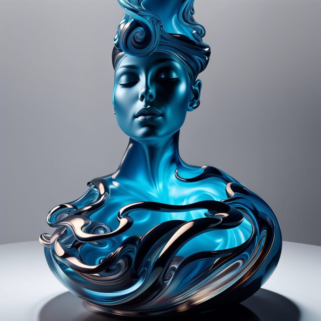 Luminous Dancers in Swirling Liquid Glass
