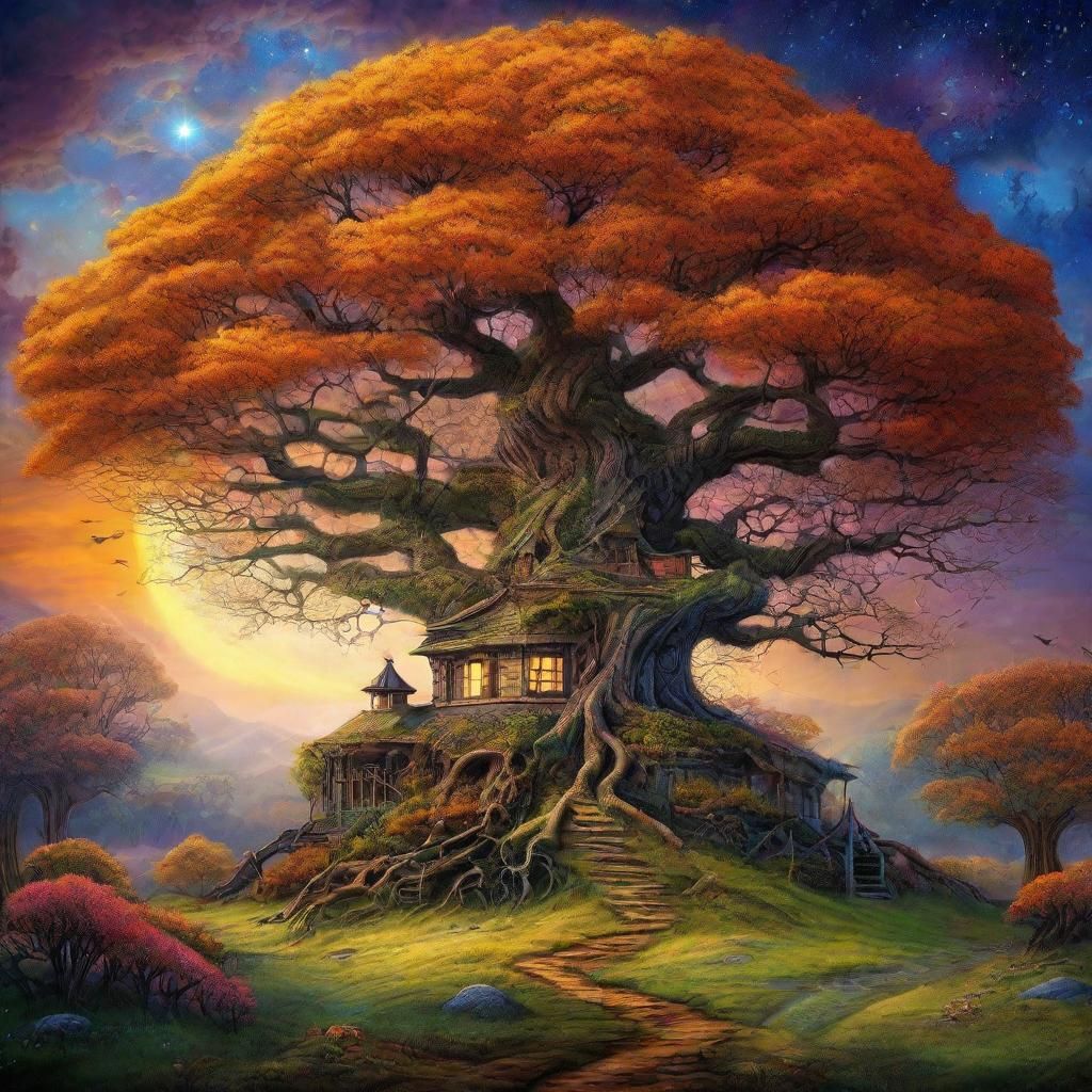 Fantastical Countryside House in Ethereal Digital Painting