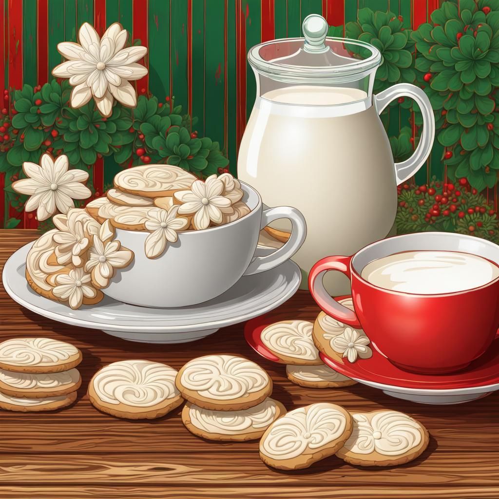 Festive Christmas Milk and Cookies Still Life