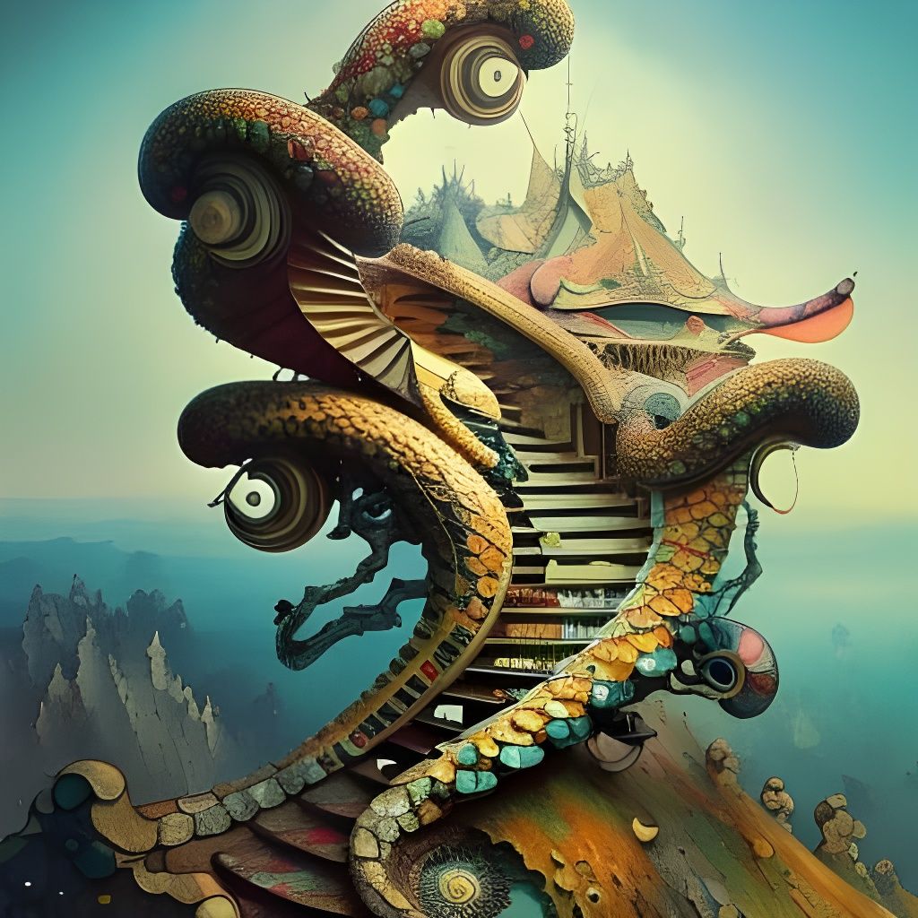 Fantastical Snail Stairways on a Mountain