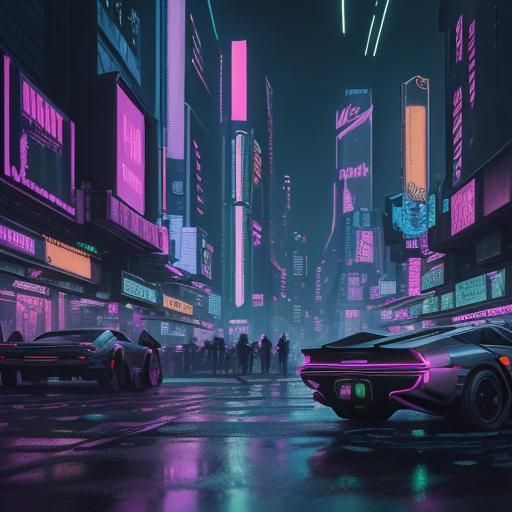 Cyberpunk New York Cityscape at Night