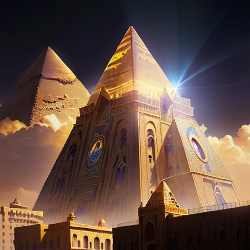 Futuristic Egyptian Pyramid Under Astral Moonlight