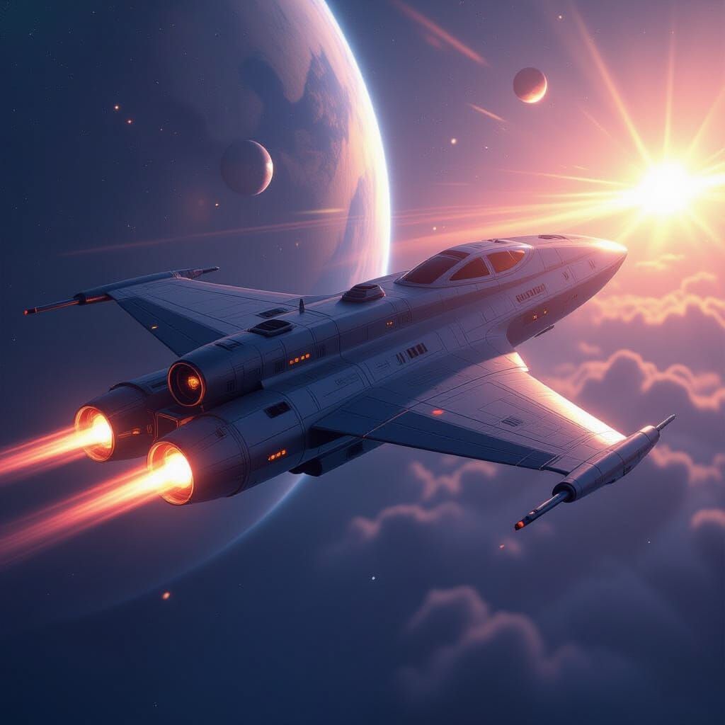 Majestic Machine Soaring Through Galaxy, Cinematic Film Stil...