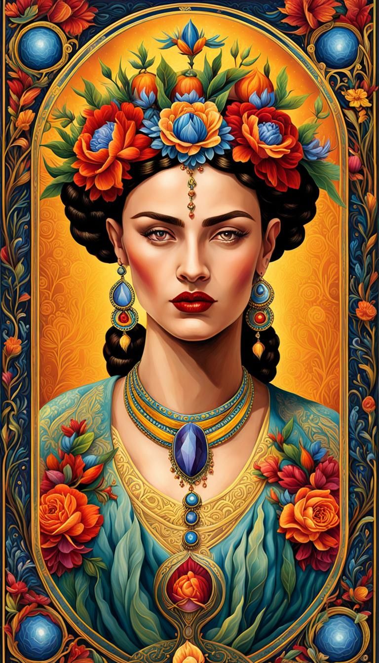 The High Priestess Tarot Card in Surrealist Style