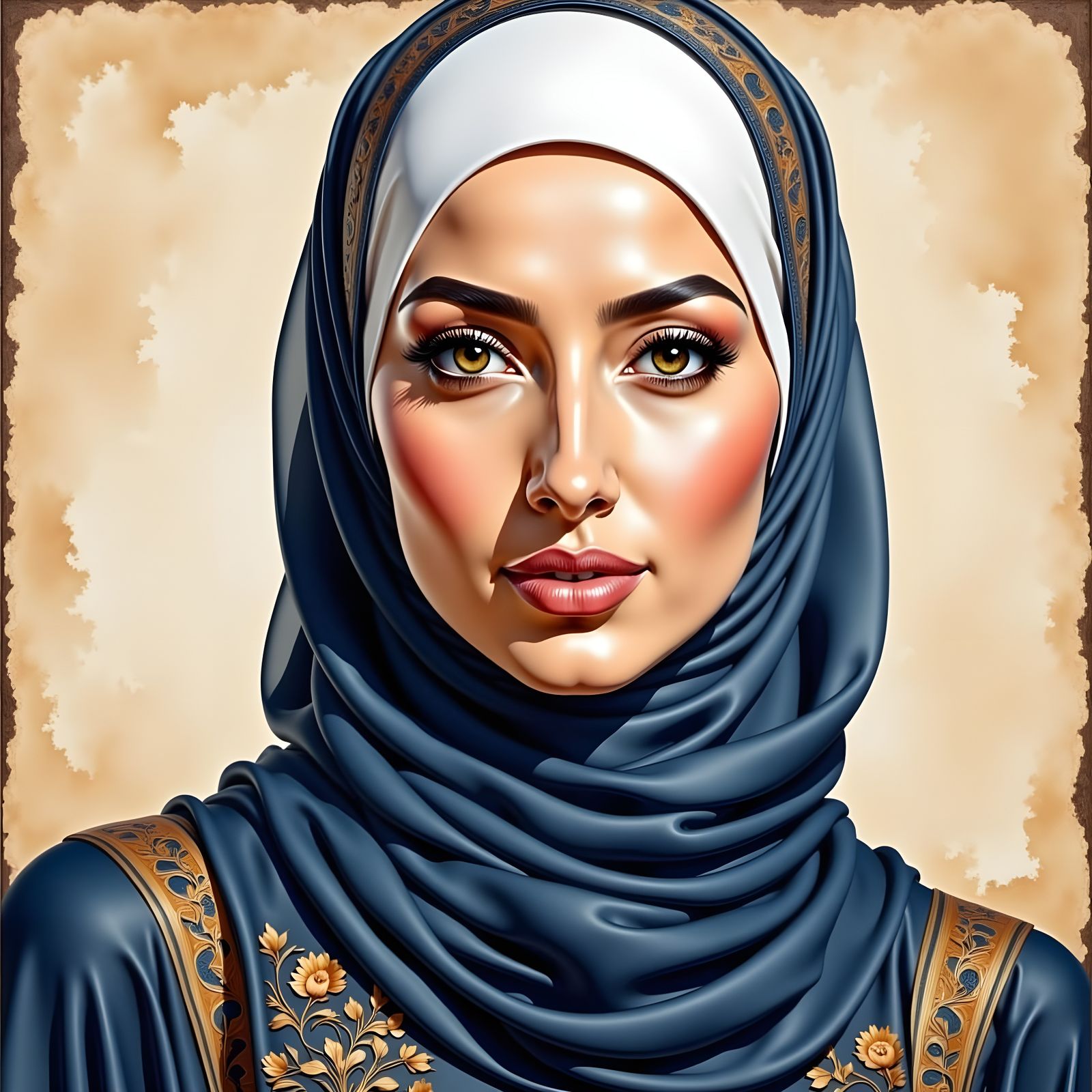 Surreal Portrait of a Hijabi Woman in Floral Hijab