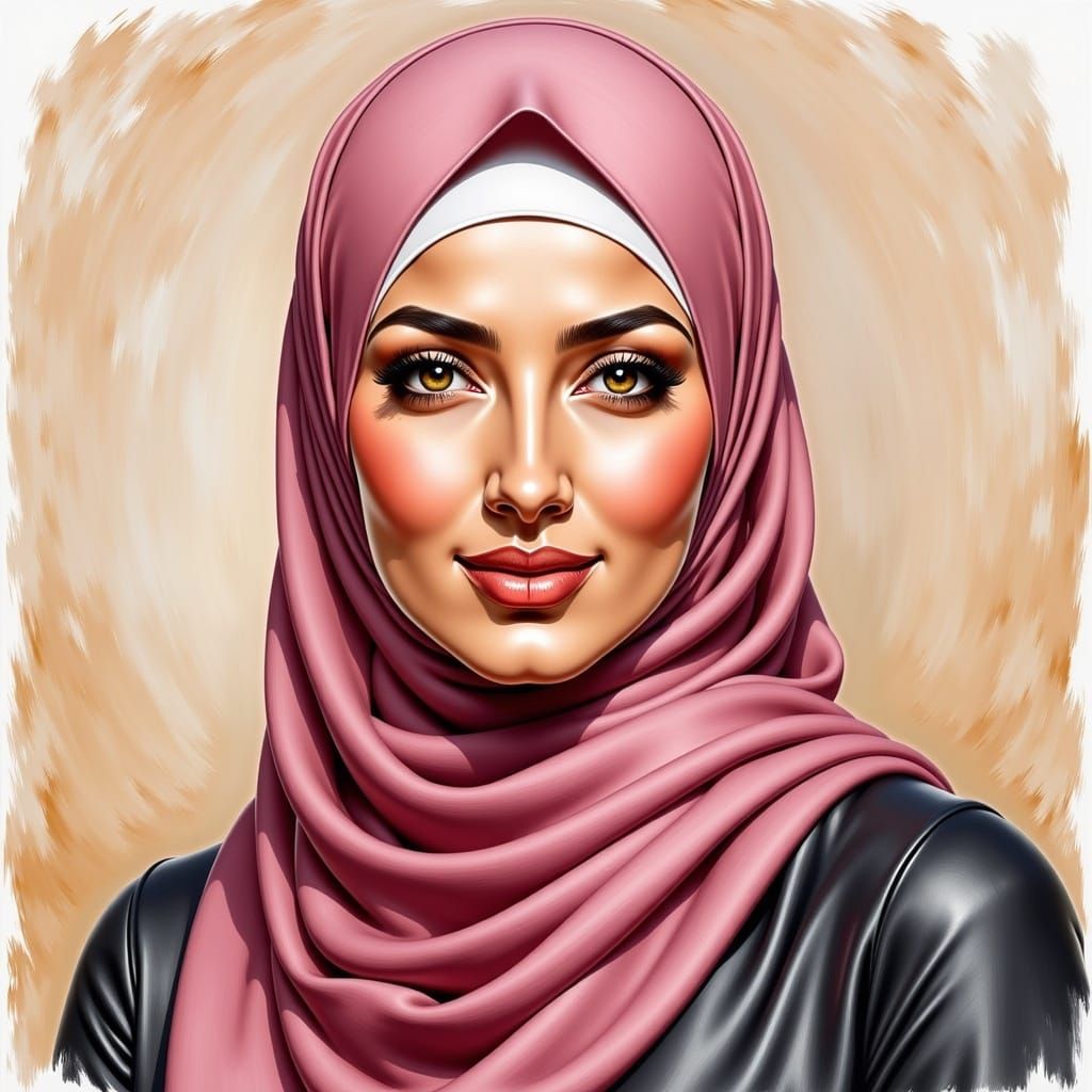 A Beautiful Muslim Woman in Elegant Hijab Attire