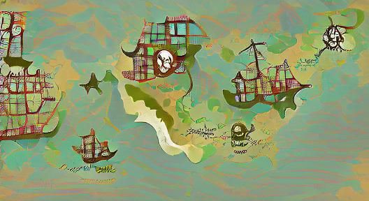 Classic Pirate Map Digital Illustration