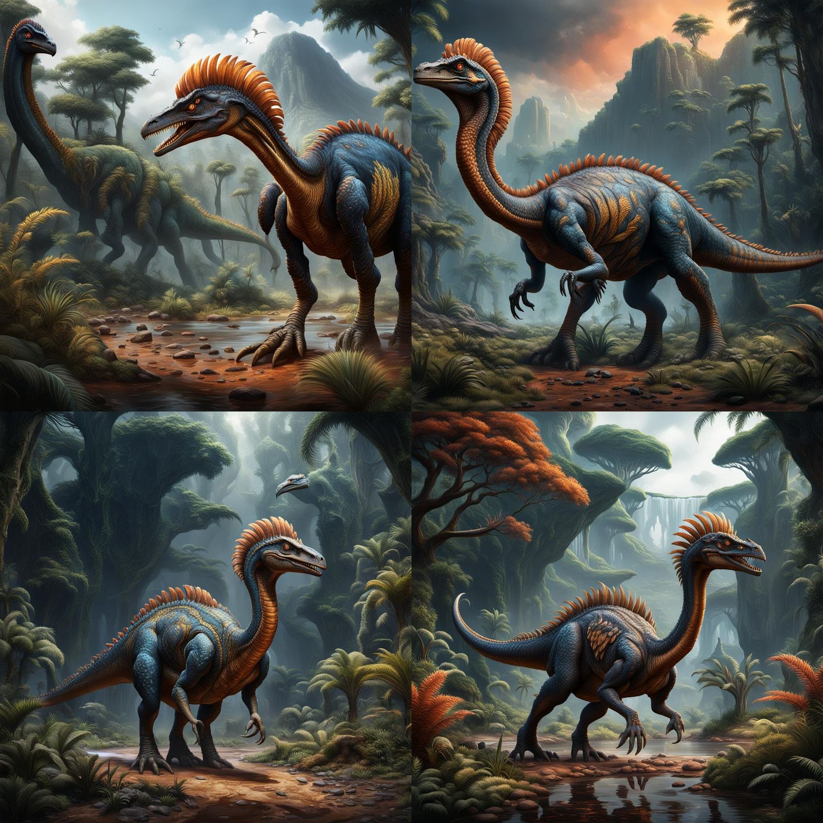 Detailed Therizinosaurus Matte Painting in Deep Color