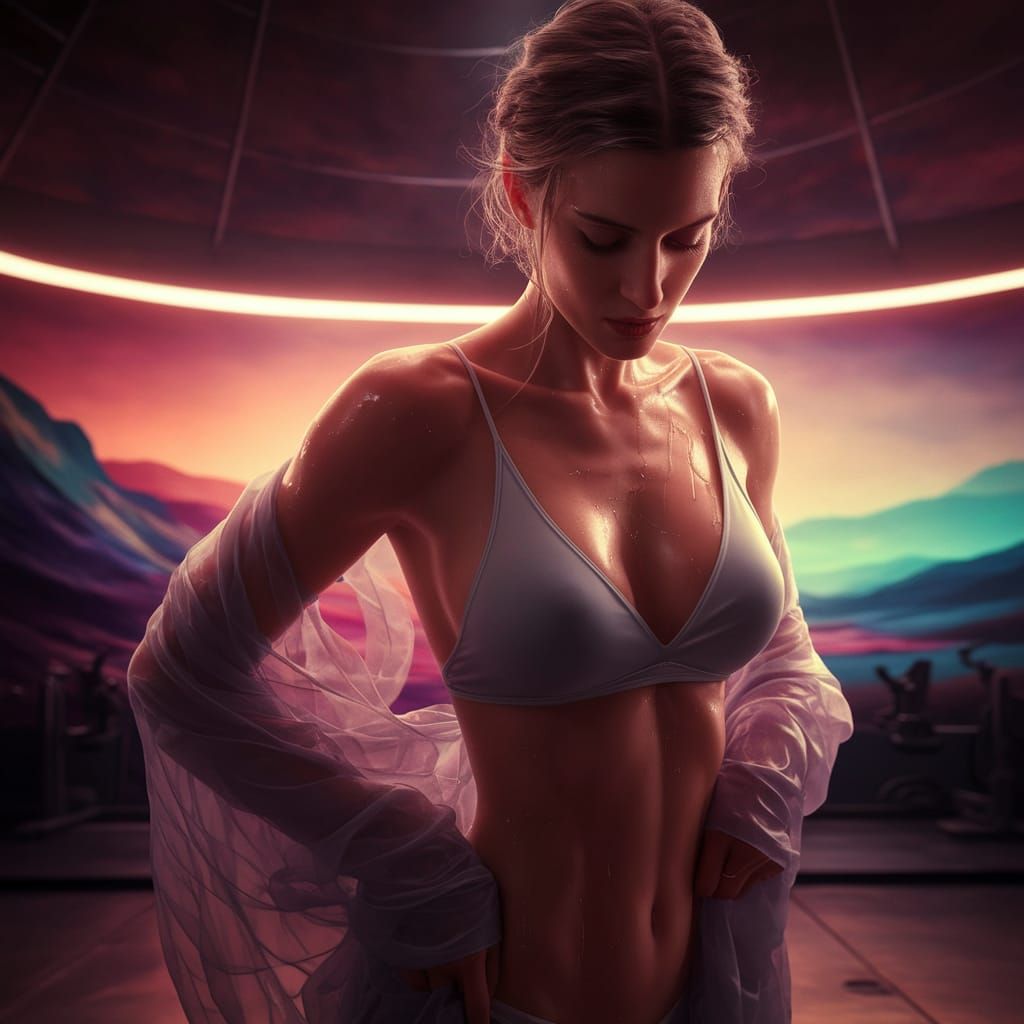 Hyperrealistic Portrait of a Fit Woman in a Gym Setting