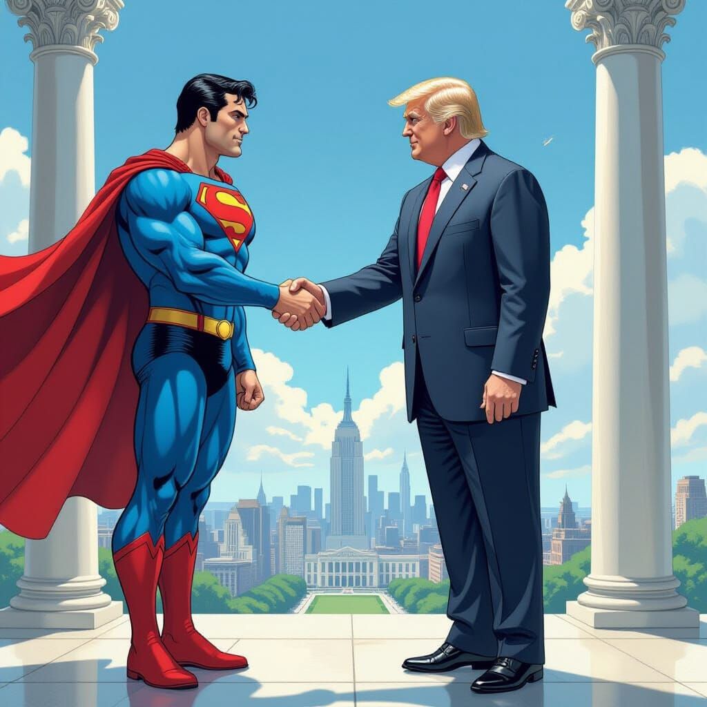 Superman Meets Donald Trump at White House