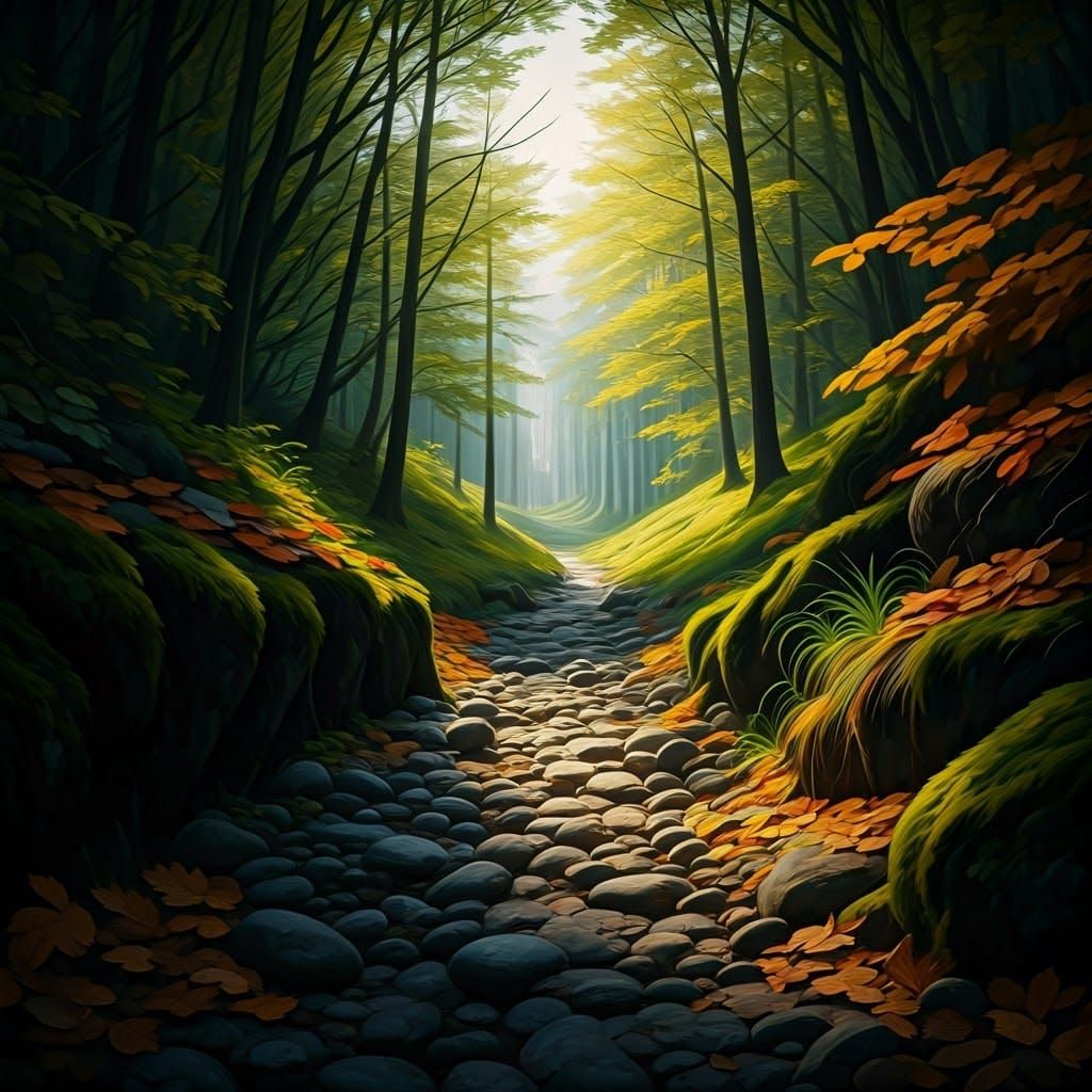 Serene Forest Landscape with Hidden Human Form