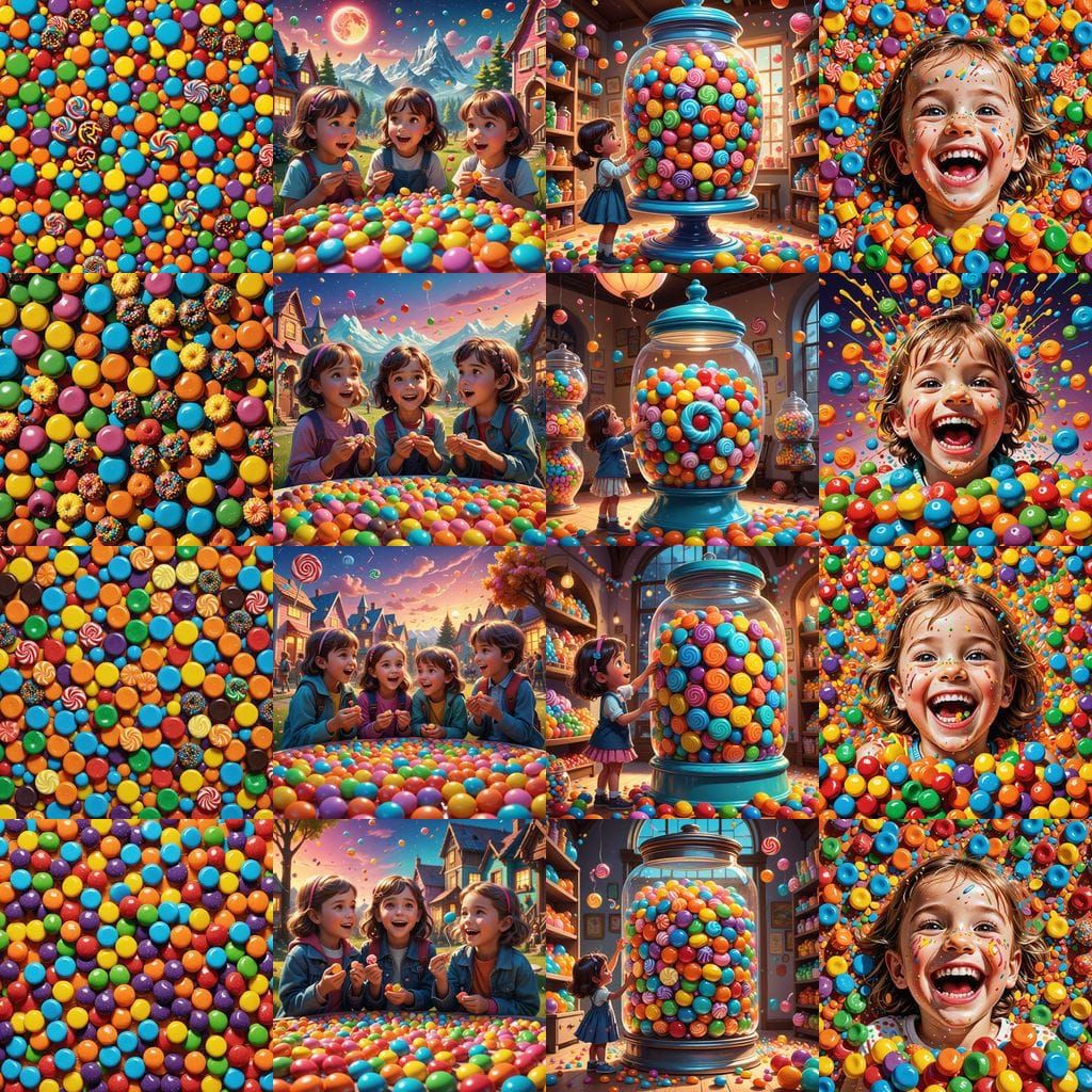 AI Image: Handfuls of Colorful Candy