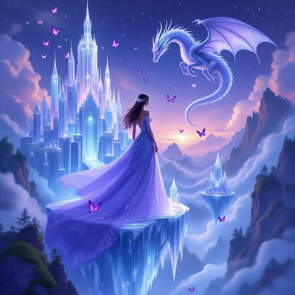 Mystical Maiden on Crystal Palace with Celestial Dragon