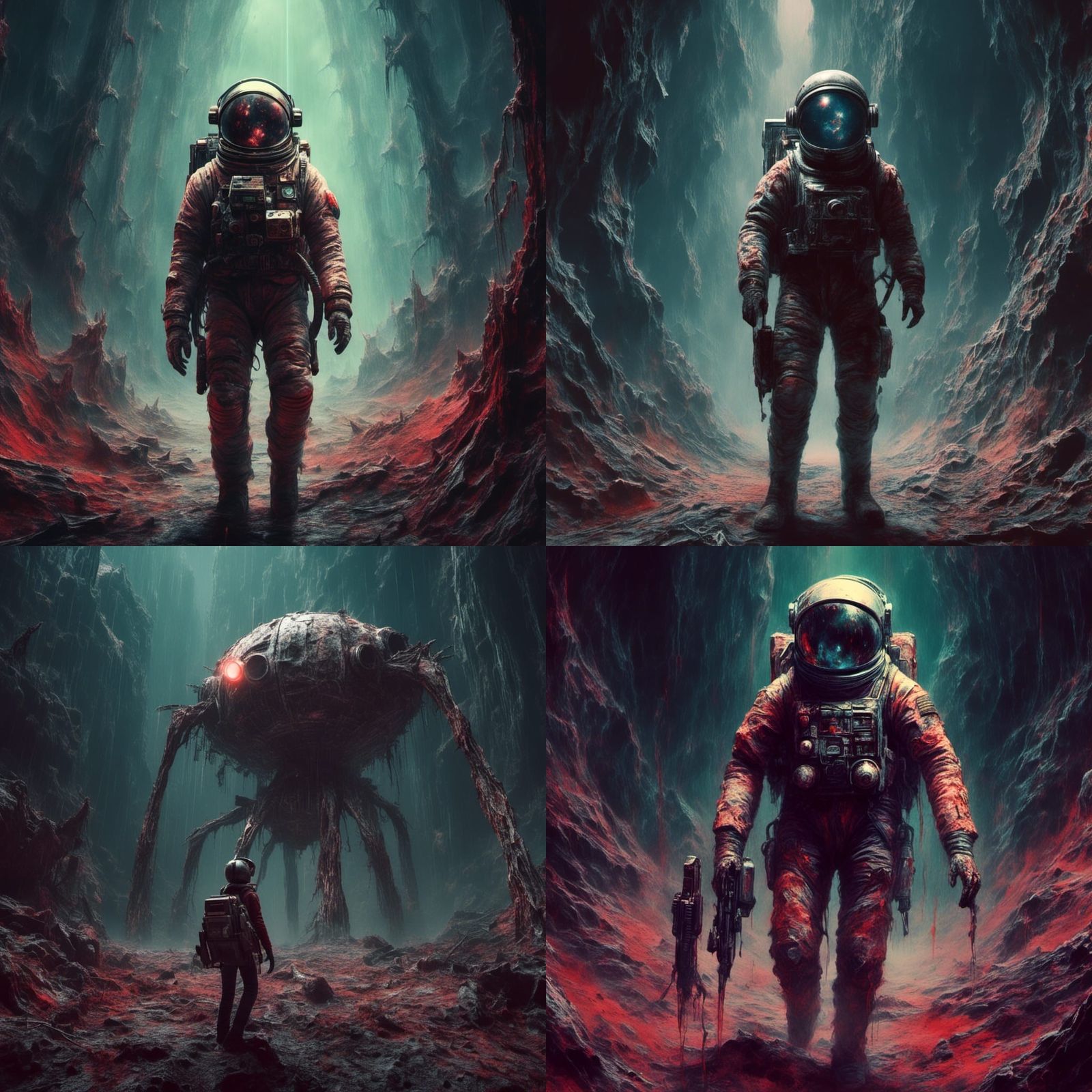 Macabre Space Ranger in Ghibli Horror Style