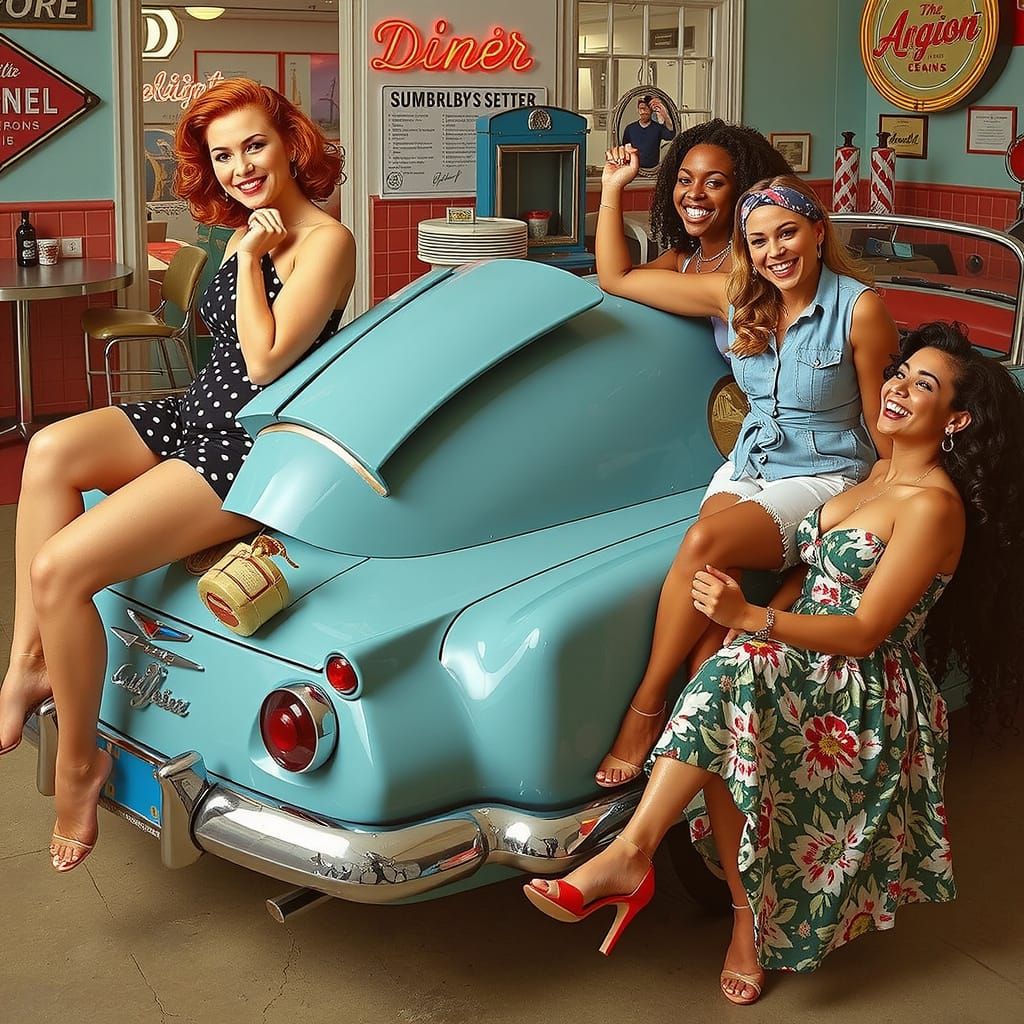 Diverse Women Celebrate Body Positivity in Vintage Pin-Up St...