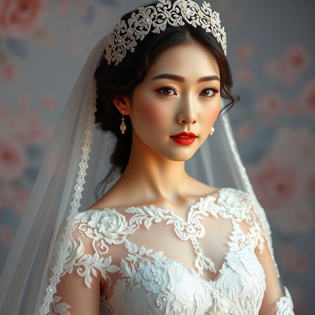 Ethereal Bride in Ivory Lace and Crystal