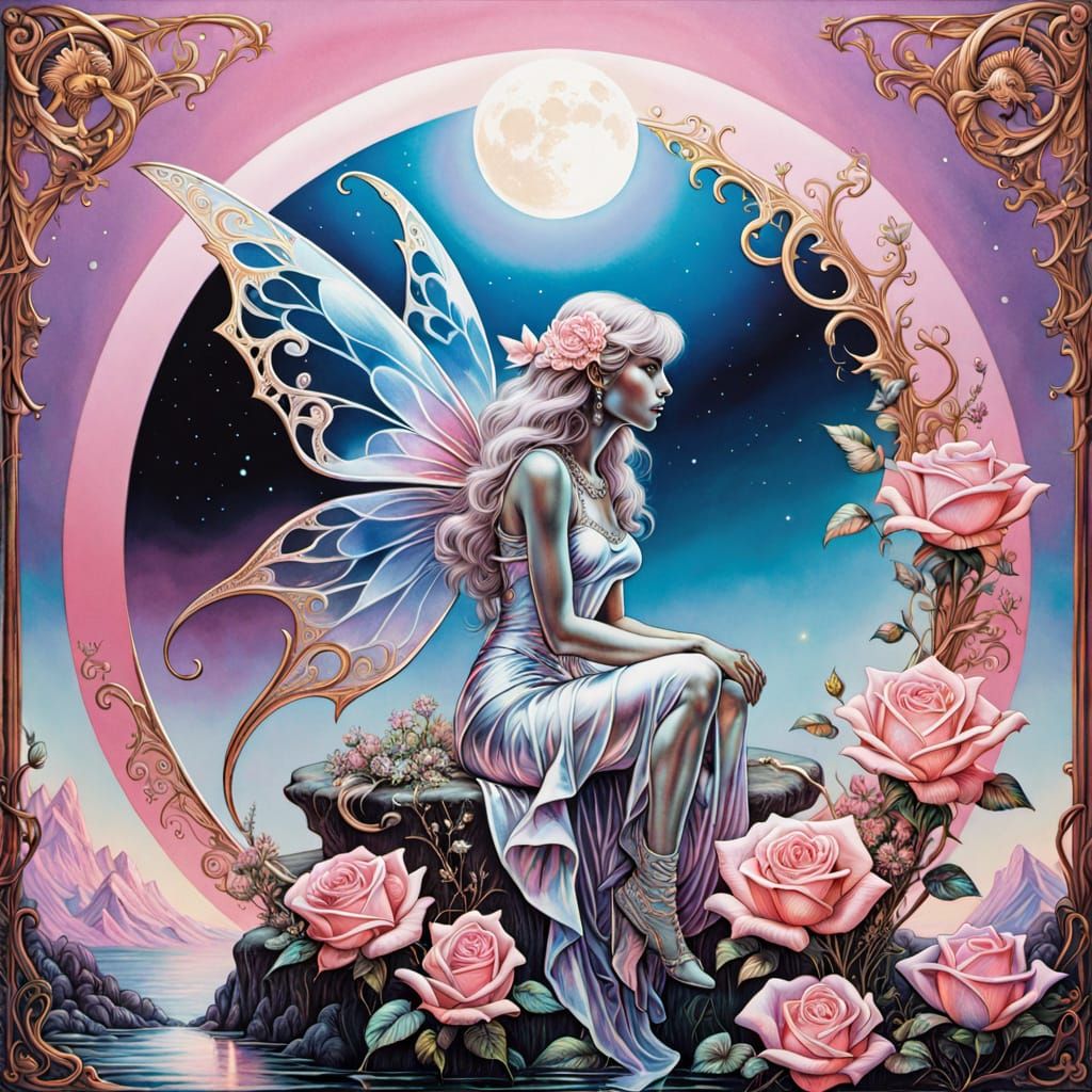 Majestic Fairy in Vibrant Pastel Hues, Surrounded by Gothic ...