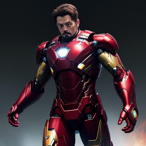 Iron Man in Detailed Armor with Colorful Background