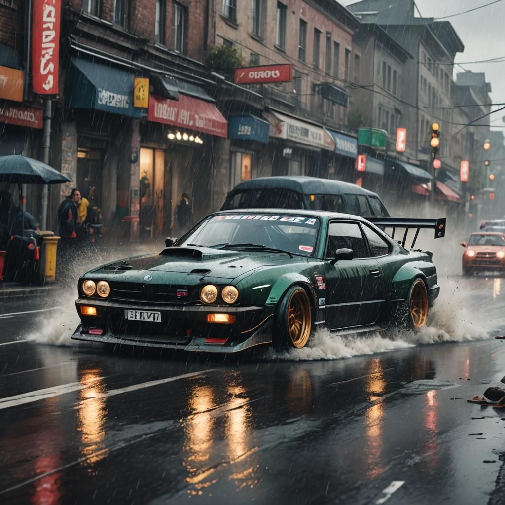 Drift Car on Nurburgring in Hyperrealistic Style