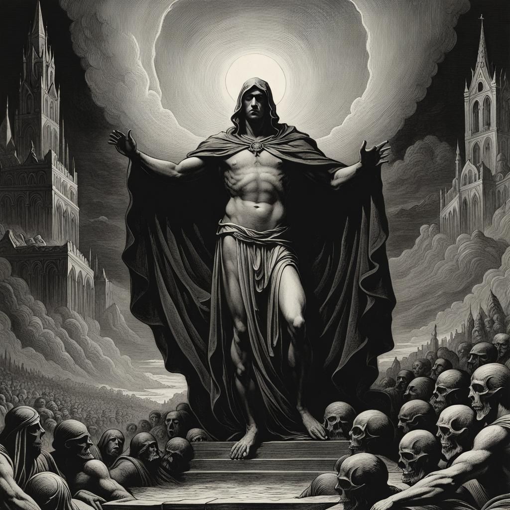 Dante's Inferno: A Surreal Vision in Black and White
