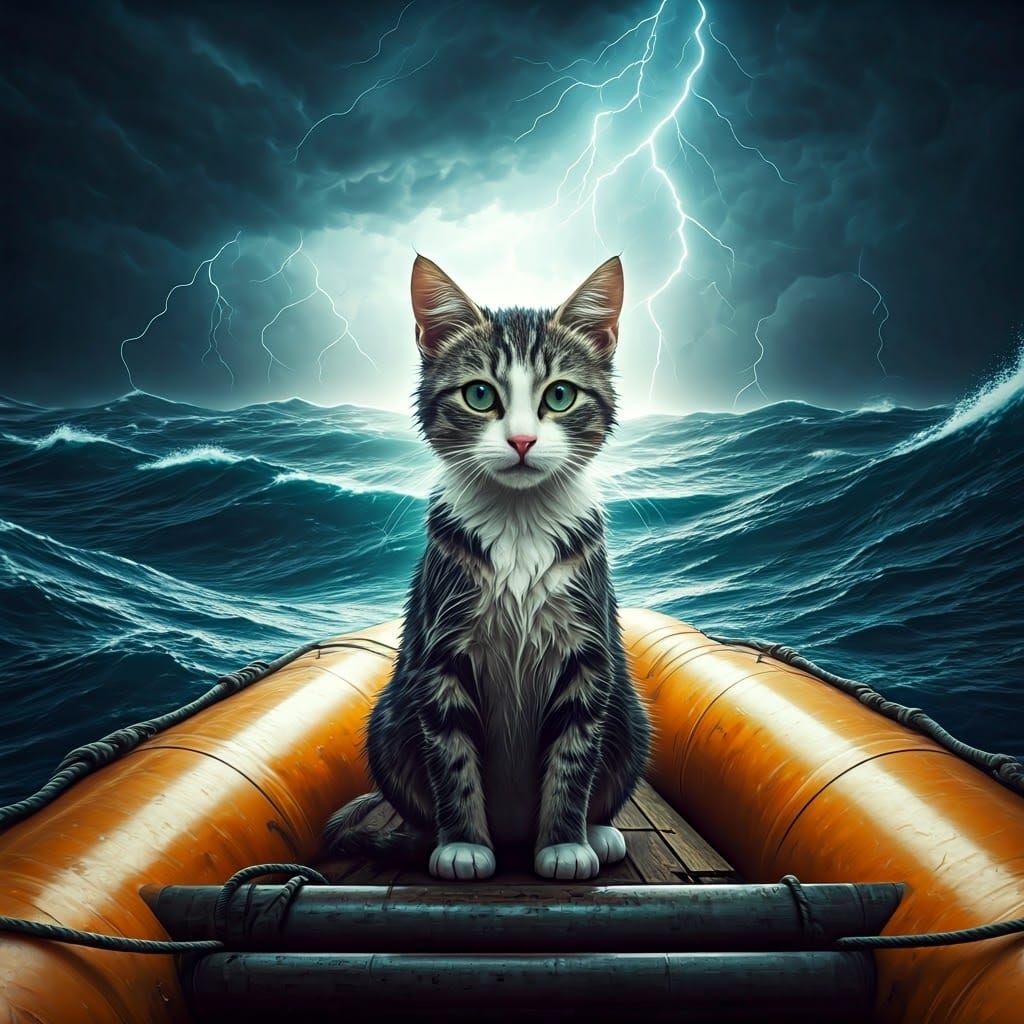 Kitten Survives Storm in a Life Raft