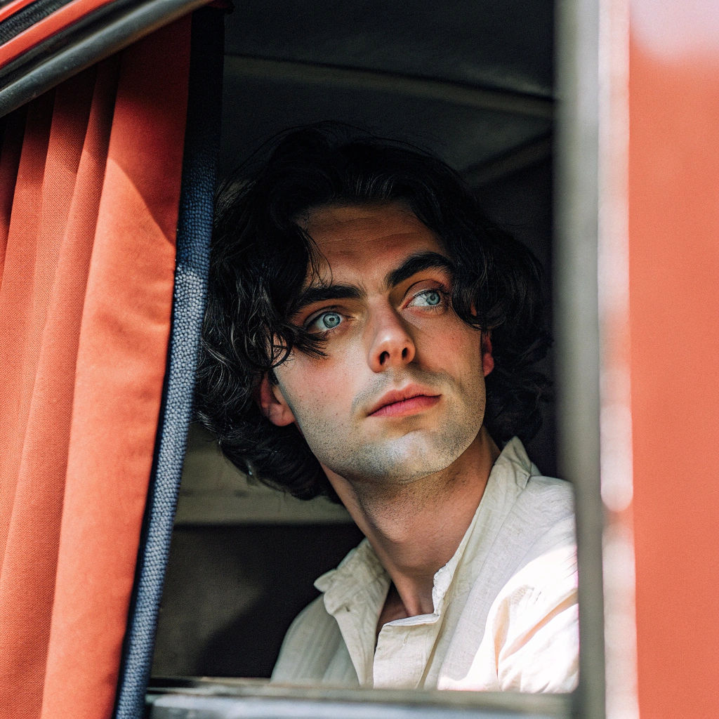 Contemplative Young Man Portrait in Cinematic Style