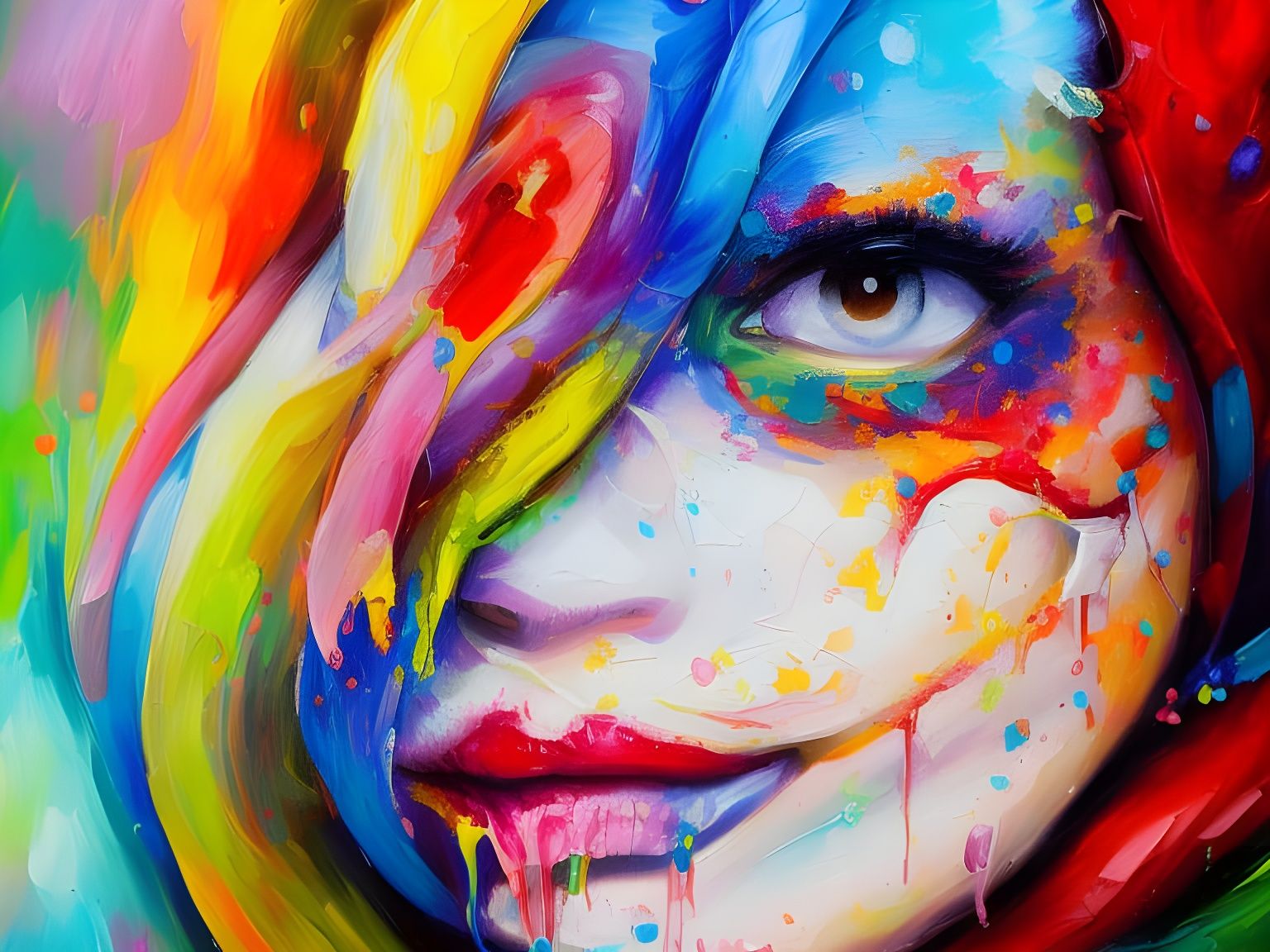 Colorful Sugar Skull in Expressionist Style